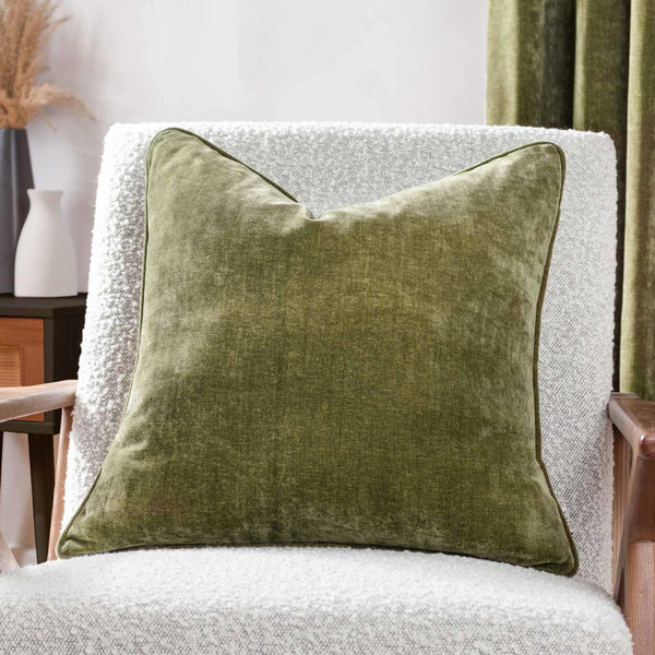 Heavy Chenille Cushion Cover Olive