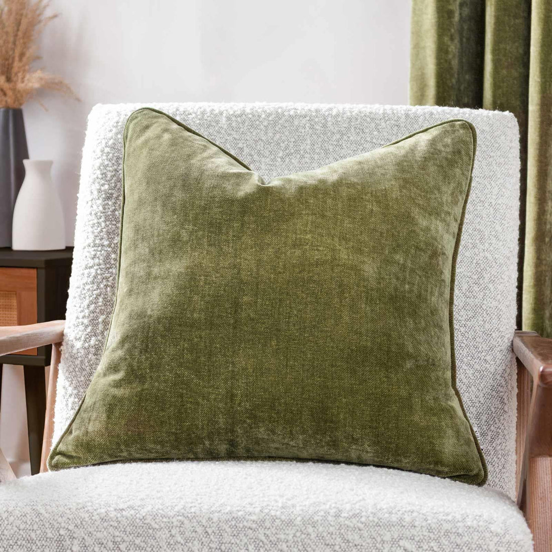 Heavy Velvet Chenille Olive Cushion Cover 50cm x 50cm