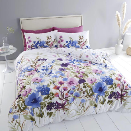 Catherine Lansfield Countryside Floral Duvet Cover Set - Pink & Blue