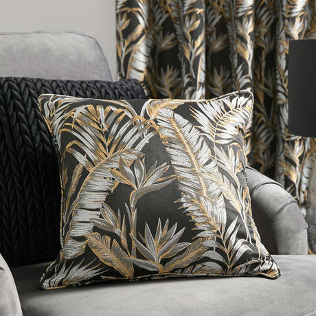 Laurence Llewelyn-Bowen Paradise Palm Tropical Cushion Cover 43cm x 43cm - Black