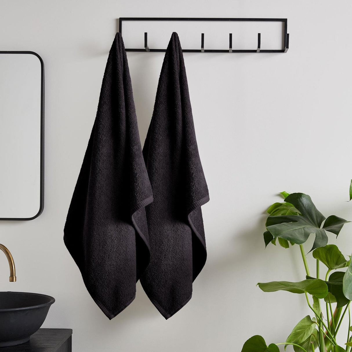 Catherine Lansfield Quick Dry 400gsm 2 Piece Bath Sheet Towel Bale - Black