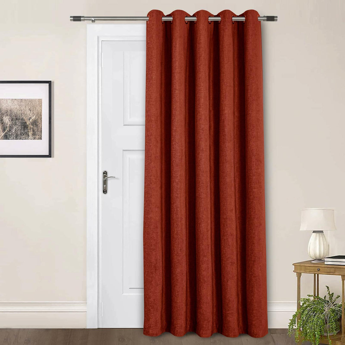 Amberley Terracotta Chenille Thermal Door Curtain 66 x 84 Inch Heavyweight