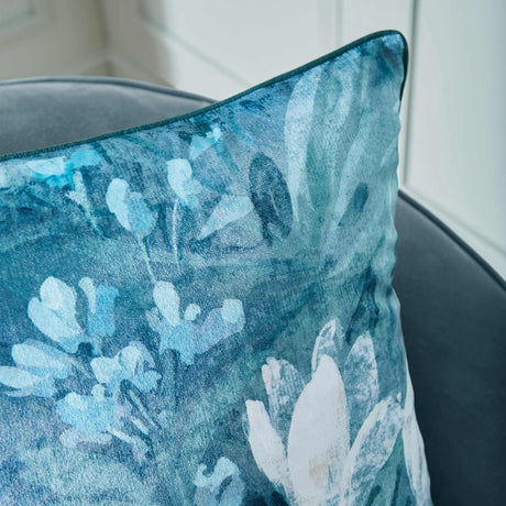 Anthea Floral Velour Cushion Cover & Filled Cushion 22" x 22" (55cm x 55cm) by Hyperion Interiors