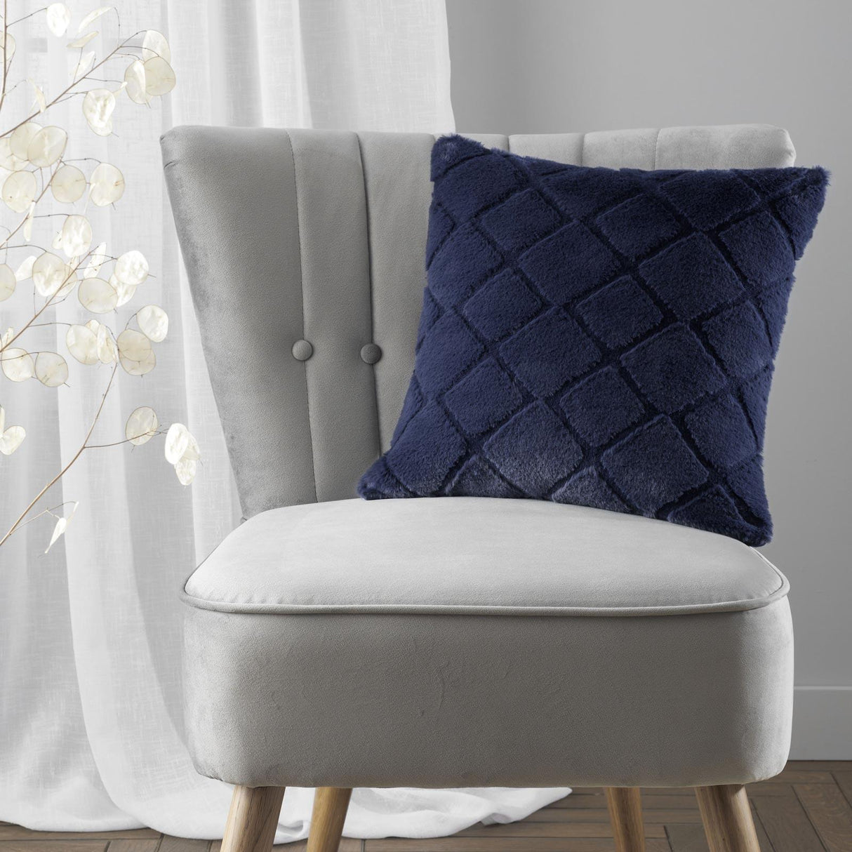 Catherine Lansfield Cosy Diamond Filled Cushion 43cm x 43cm - Navy