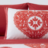 Scandi Heart Flannelette Duvet Cover Set - Red image 2