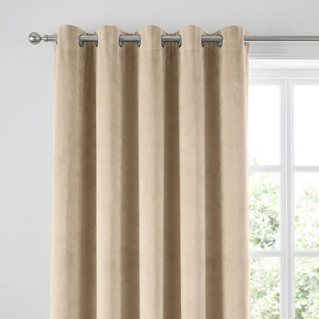 Hampton Velvet Blackout Eyelet Curtains - Cream image 2