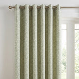 Sade Floral Eyelet Curtains - Green image 2