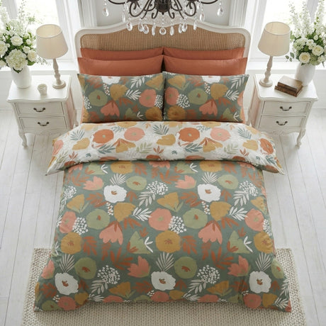 Yasmin Floral Polycotton Duvet Cover Set - Green