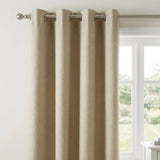 Sorbonne Cotton Lined Ready Made Eyelet Curtains - Natural image 2