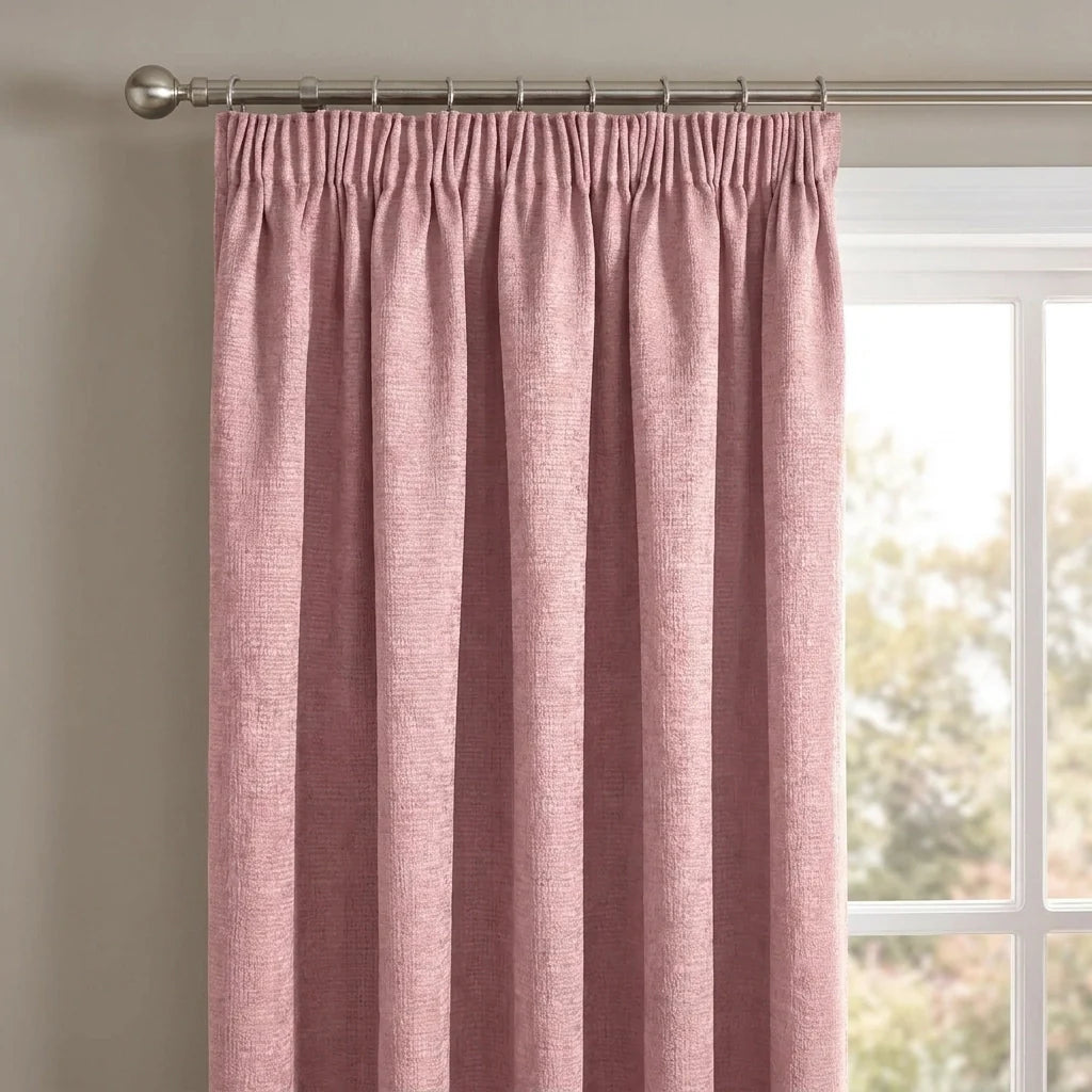 Matrix Thermal Dim Out Tape Top Pencil Pleat Curtains - Blush image 2