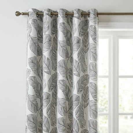 Matteo Leaf Ready Made Cotton Eyelet Curtains 2