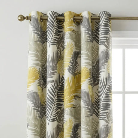 Tropical Ochre Ready Made Eyelet Curtains 5