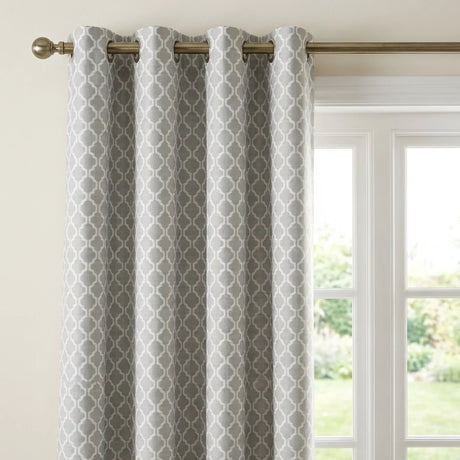 Cotswold Jacquard Eyelet Ring Top Curtains - Latte image 2