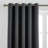 Blackout Linen Look Eyelet Curtains - Charcoal image 2