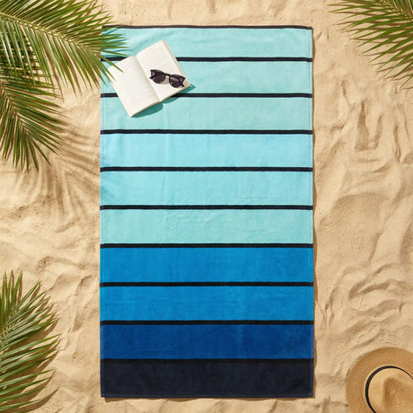 Blue Ombre Stripe Beach Towel 2
