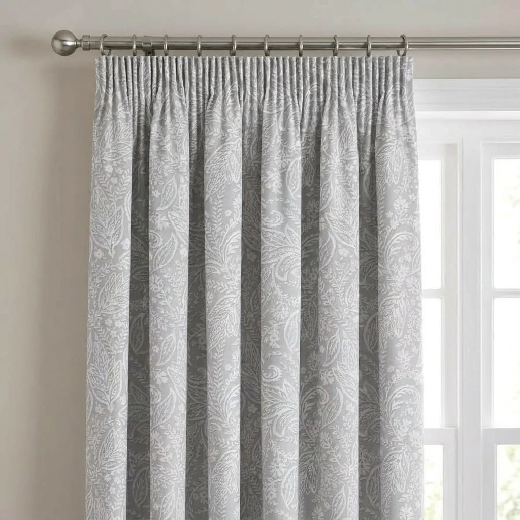 Aveline Floral Pencil Pleat Ready Made Curtains - Grey image 2
