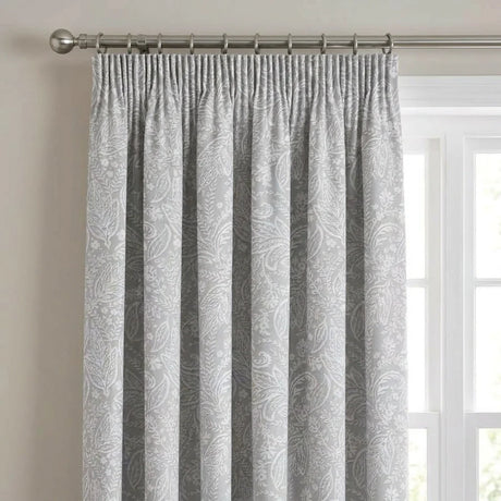 Aveline Floral Pencil Pleat Ready Made Curtains - Grey image 2