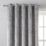 Crushed Velvet Eyelet Ring Top Curtains Silver 2