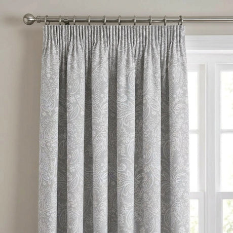 Aveline Floral Pencil Pleat Ready Made Curtains Green & Grey 4