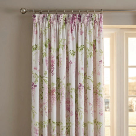 Wisteria Floral Lined Pencil Pleat Curtains 2