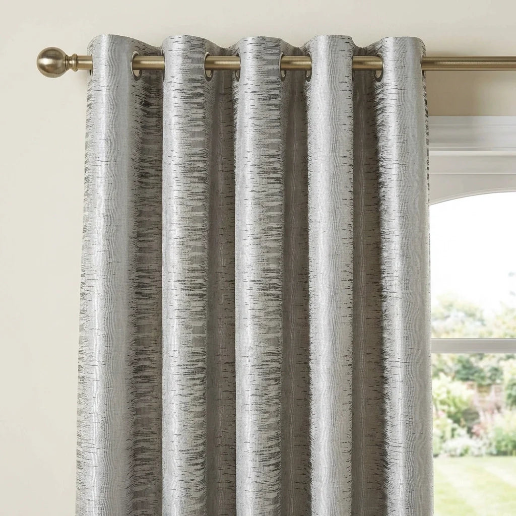 Reflections Jacquard Eyelet Curtains - Silver image 2
