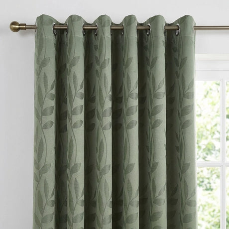 Tivoli Leaf Jacquard Lined Eyelet Curtains 8