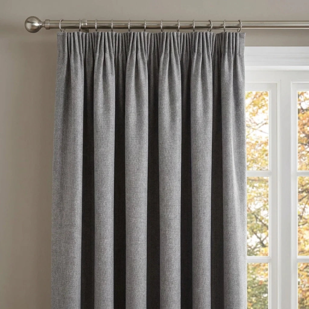 Eclipse Blackout Tape Top Pencil Pleat Curtains - Pewter image 2