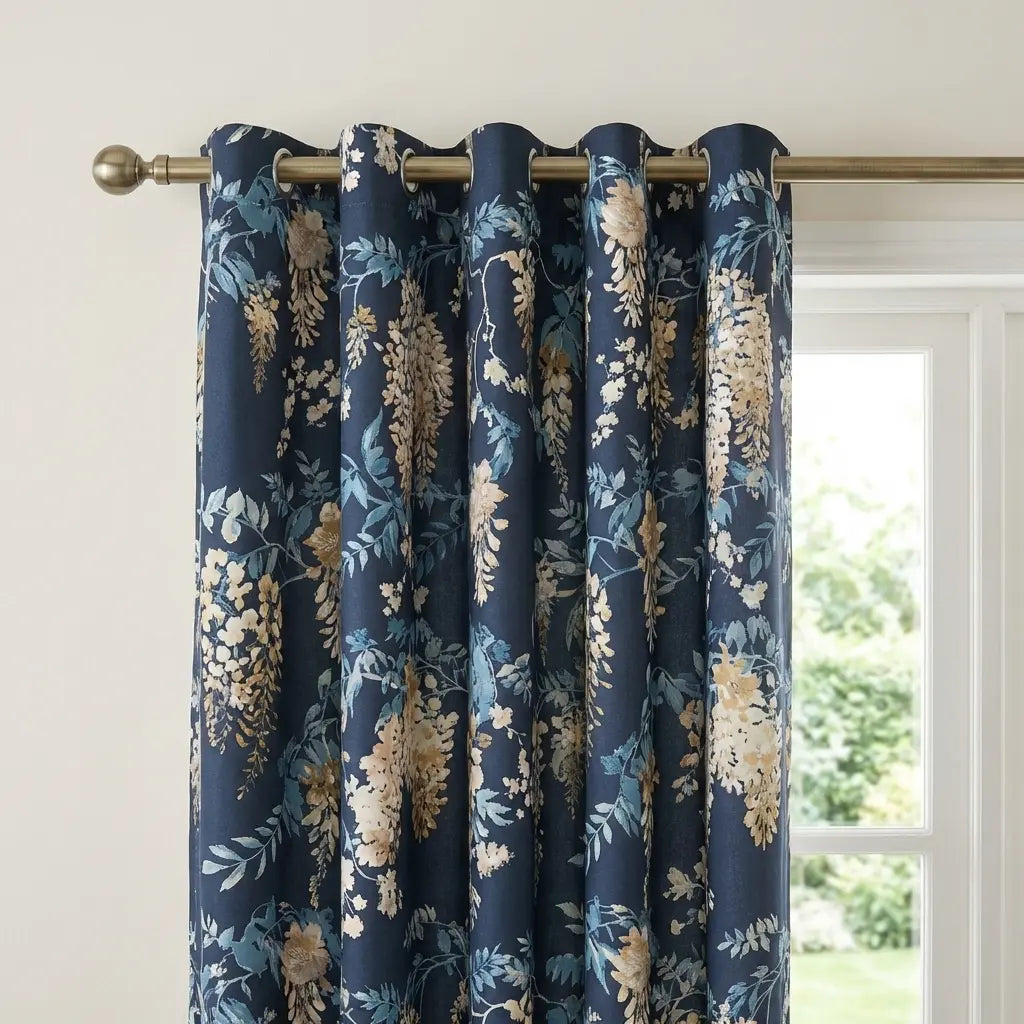 Wisteria Floral Lined Ready Made Eyelet Curtains 5
