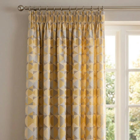 Skandi Geometric Jacquard Lined Tape Top Curtains 2