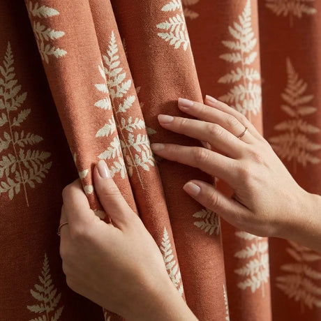 Esher Fern Eyelet Curtains - Terracotta image 3