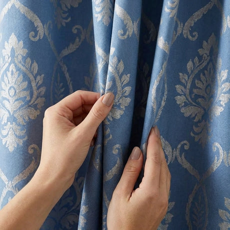 Vivianna Floral Dim Out Thermal Eyelet Curtains Blue 3