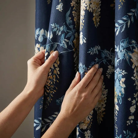 Wisteria Floral Lined Ready Made Eyelet Curtains 6