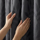 Tivoli Leaf Jacquard Lined Tape Top Pencil Pleat Curtains - Charcoal image 3