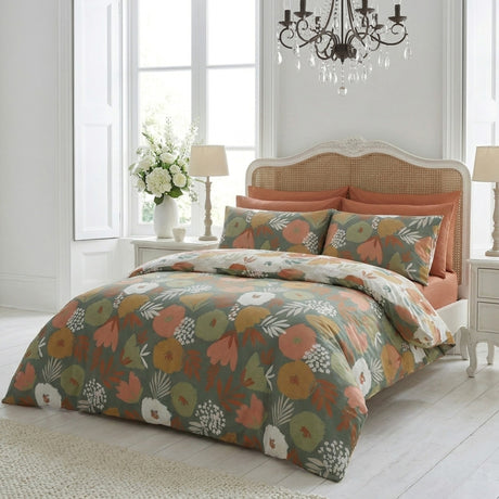 Yasmin Floral Polycotton Duvet Cover Set - Green