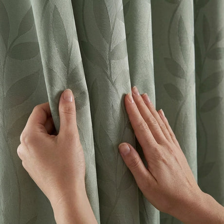 Tivoli Leaf Jacquard Lined Eyelet Curtains 9