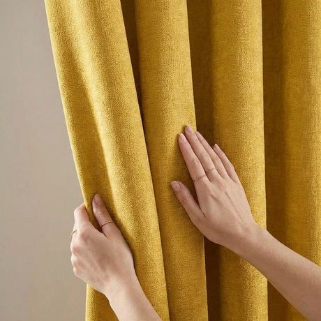 Chenille Blackout Eyelet Ring Top Curtains 12