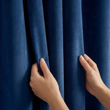 Velvet Blackout Eyelet Curtains - Navy image 3