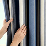 Whitworth Stripe Lined Eyelet Curtains - Blue image 3