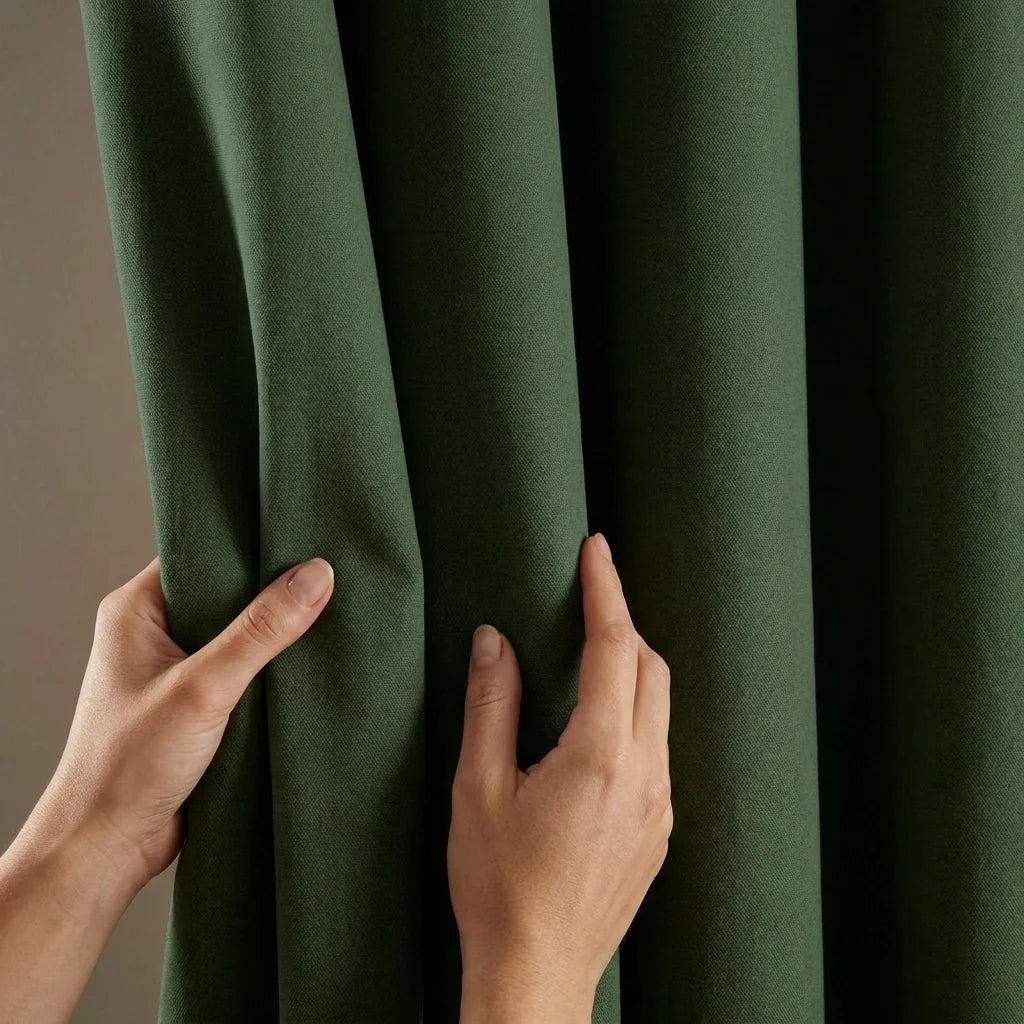 Cannes Lined Blackout Eyelet Curtains - Bottle Green image 3