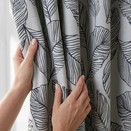 Matteo Leaf Ready Made Cotton Eyelet Curtains 3