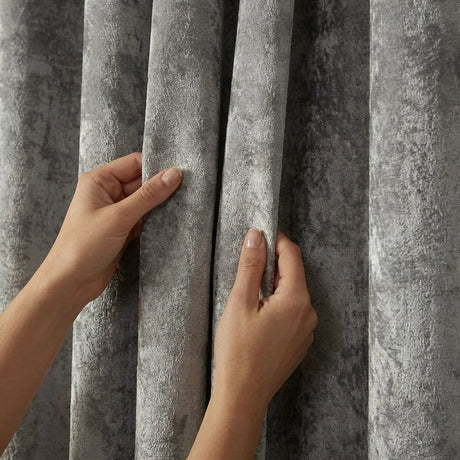 Crushed Velvet Eyelet Ring Top Curtains Silver 3