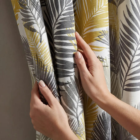 Tropical Ochre Ready Made Eyelet Curtains 6