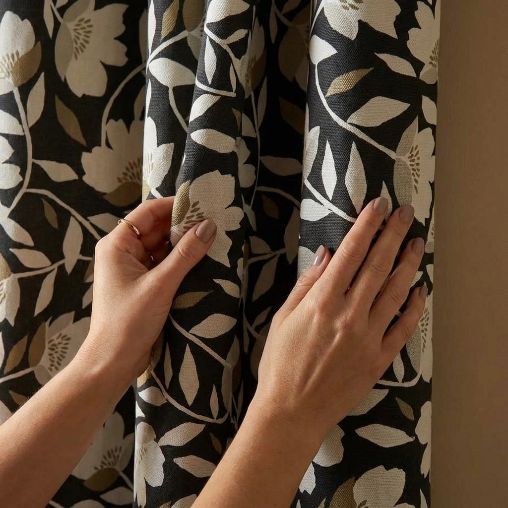 Luna Floral Cotton Ready Made Eyelet Curtains 3