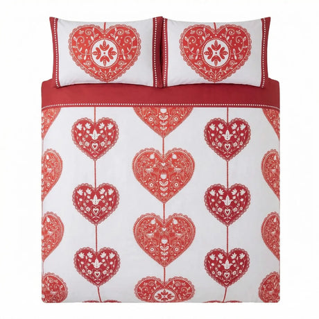 Scandi Heart Flannelette Duvet Cover Set 2