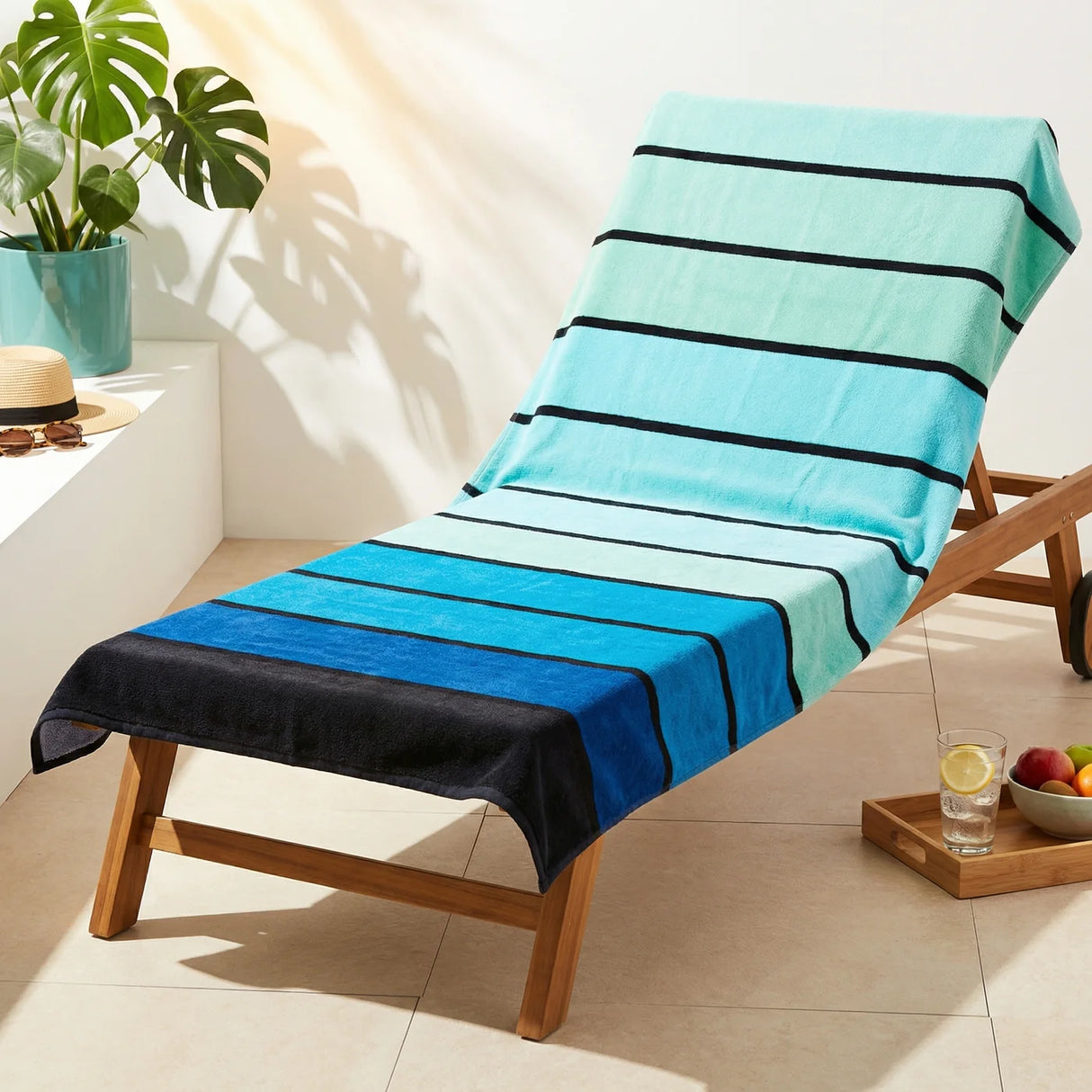 Blue Ombre Stripe Beach Towel 4