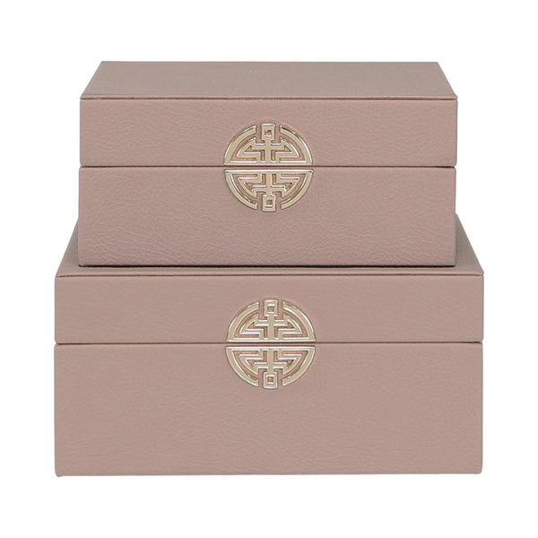 Pink & Gold Faux Leather Jewellery Boxes