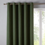Sorbonne Cotton Lined Ready Made Eyelet Curtains - Bottle Green image 2