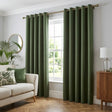 Sorbonne Cotton Lined Ready Made Eyelet Curtains - Bottle Green