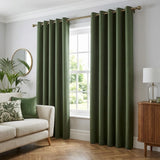 Sorbonne Cotton Lined Ready Made Eyelet Curtains - Bottle Green