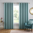 Strata Thermal Dim Out Woven Eyelet Curtains Pair - Duck Egg